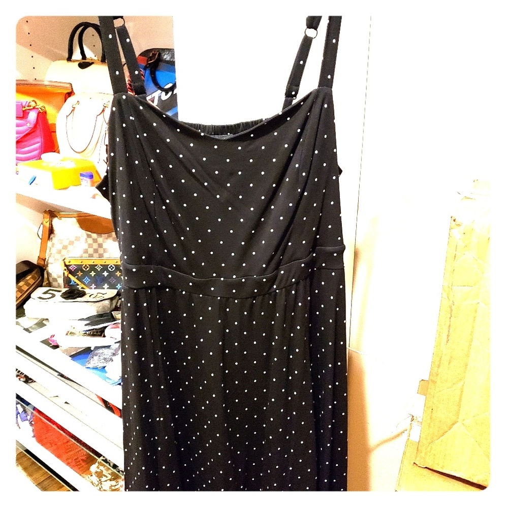 Torrid polkadot black and white skater dress